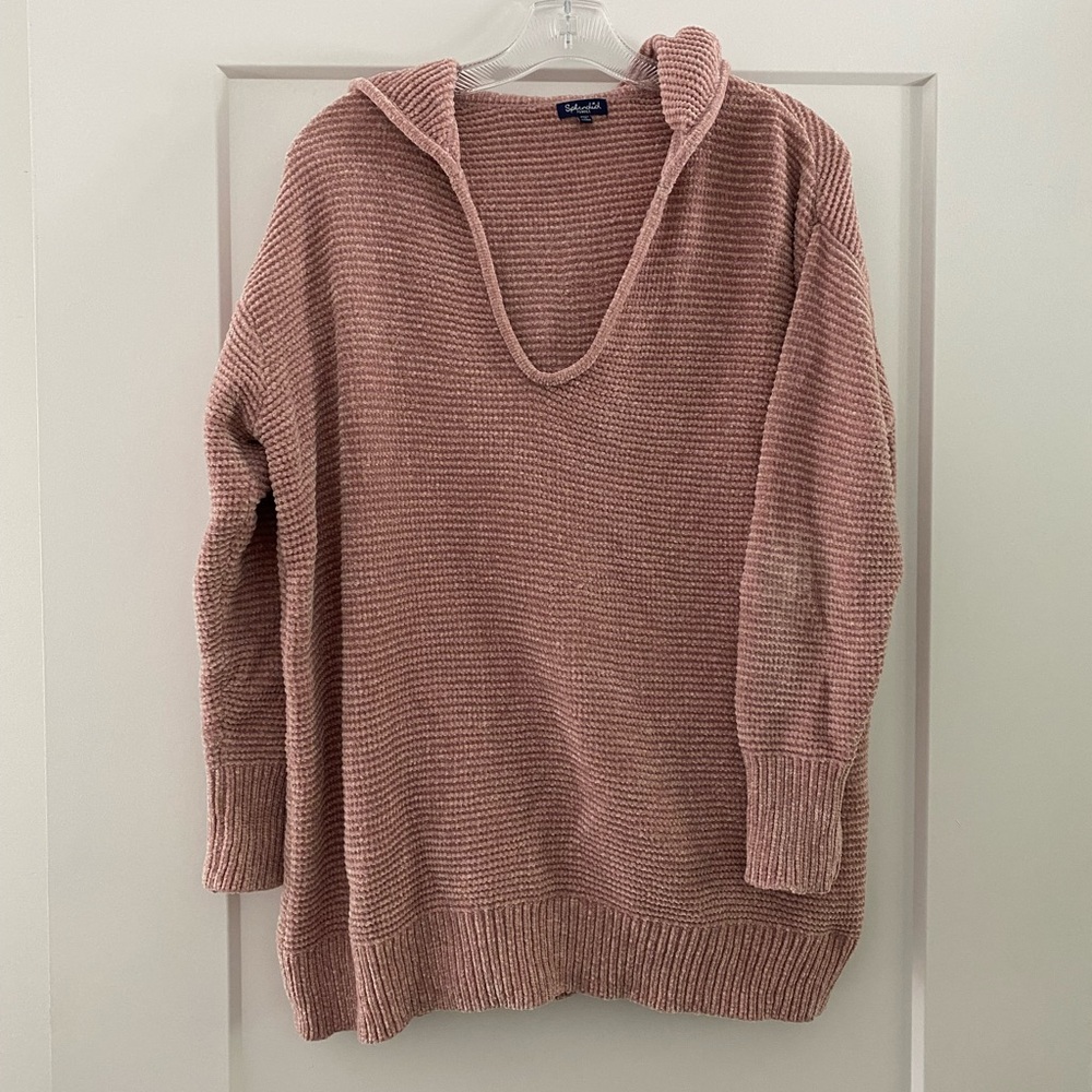 splendid pink chenille hooded sweatshirt